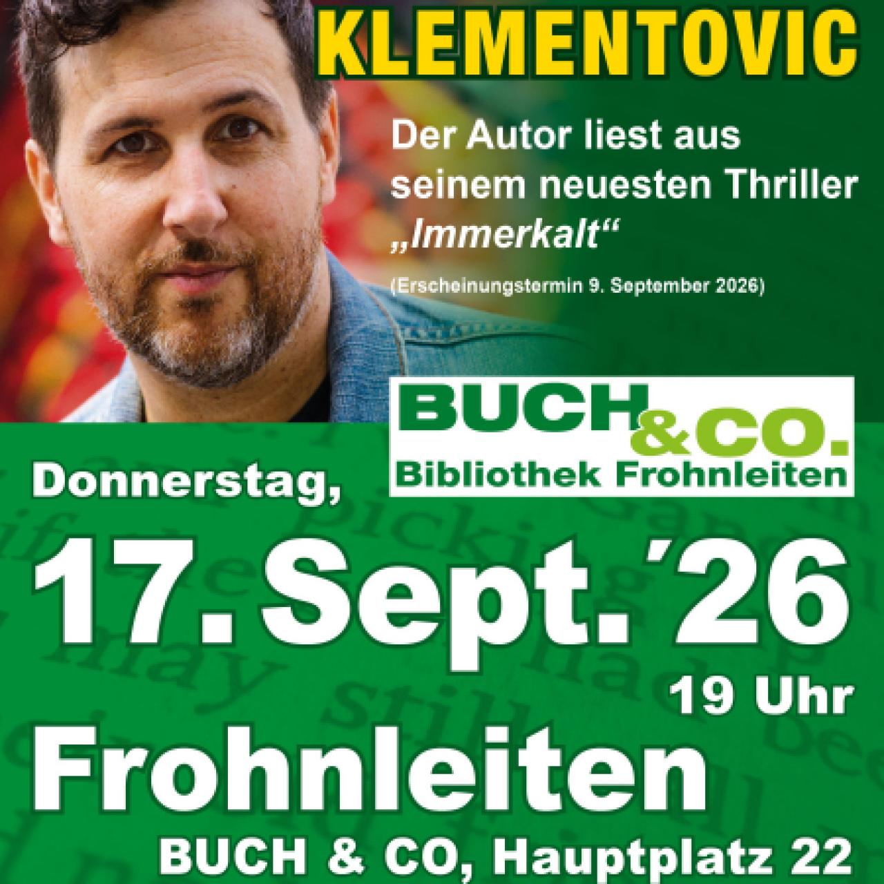 Plakat: Lesung Klementovic - September 2026